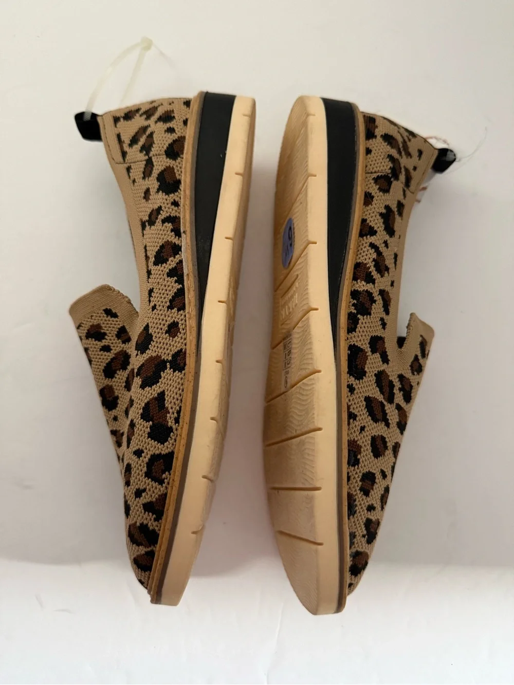Leopard animal Print Knit Slip-On Flats - Tan/Black Shoes women size 6.5